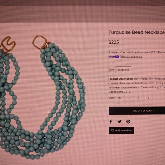 Halsbrook turquoise bead necklace - Picture 2 of 2